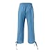 AKTCVVJ Capri Pants for Women Trendy Drawstring Linen Capris Casual Work Cotton Pants Summer Vacation Pant Wih Pockets Sky Blue