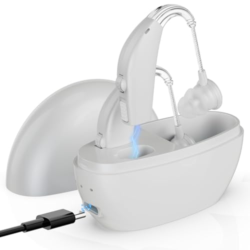 Digital Hearing Amplifier - (Pair of 2) Personal Hearing Enhancement Sound Amplifier, Rechargeable Digital Hearing Amplifier with All-Day Battery Life, White
