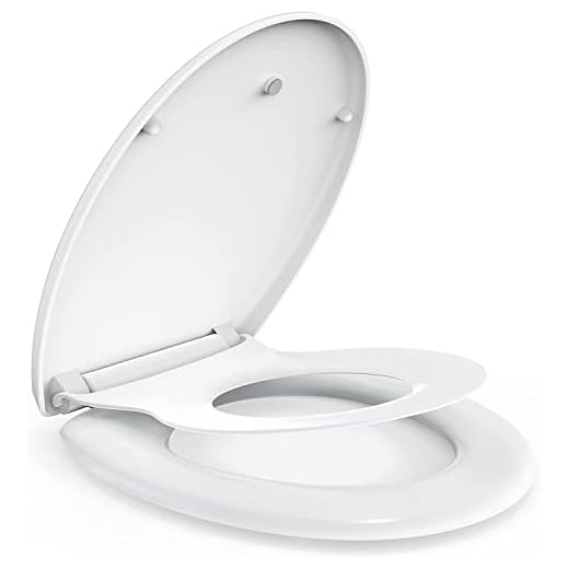Toilet Seat, MUJIUSHI Slow Close 2-in-1 Family Toilet Seat with Built in Potty Training Child Seat, Detachable Magnetic Kids Seat Cover, Standard O Form Family Toilet Lid for Toddlers & Adults