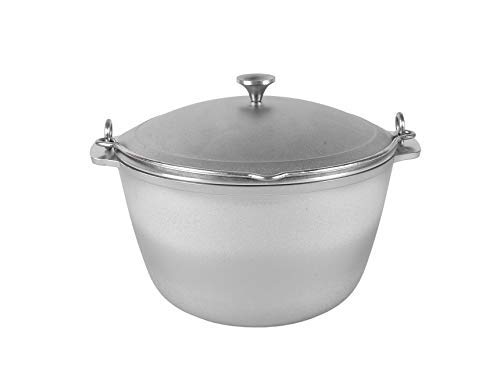 Cocotte En Fonte D'Aluminium Rukauf Kazan - 12 Litres - Ø36cm - Pour Feu Ouvert - Poignée Suspension