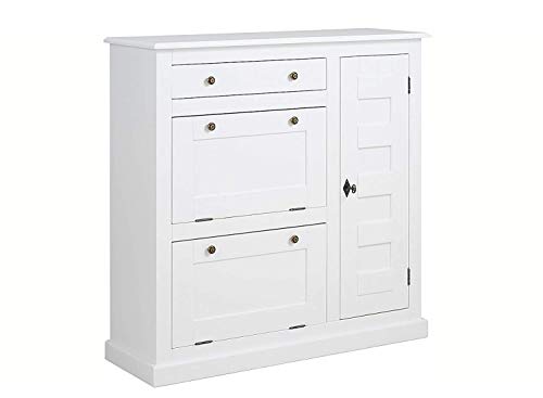 Image of APRODZ Mango Wood Castil Shoe Cabinet for Home | Shoe Rack Organiser | White Finish