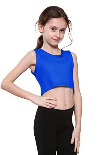 Image of Kids Girls Neon Fluorescent Vest Crop Tops T-Shirt Tee Top Dance Wear Gymnastic Fancy Dress Age 5-14 Years