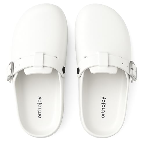 Image of ORTHO JOY Orthopedic Arch Support Clogs for Women - Comfort Slip-On Toe Post Slides with Adjustable Strap & Cushion Sole