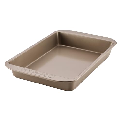 Image of Farberware Bakeware Warp Resistant, Dishwasher Safe, 9-Inch x 13-Inch Rectangular Cake Pan - Mocha