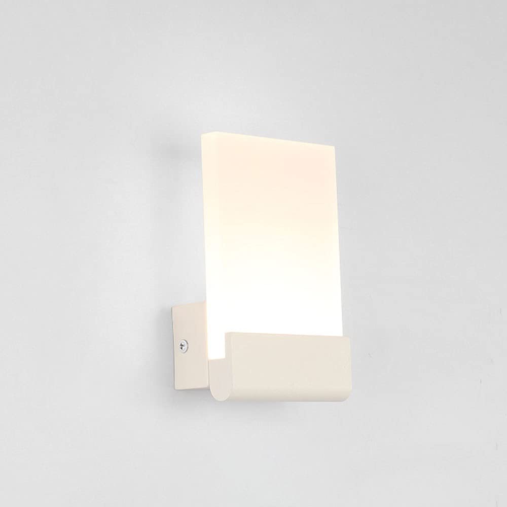 SXWNBIFH wall lamp LED Sconce Simple Wall Light 6W Square Aluminum Bedroom Bedside Lamp with White Acrylic Shade, Living Room Hallway Wall Mounted Lamps, Indoor Stairs Wall Wash Lights