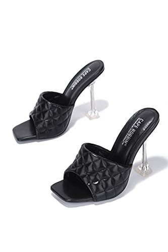 Cape Robbin Rafa Nude Vegan Quilted Leather Open Toe High Heel Dress Mule Sandal2