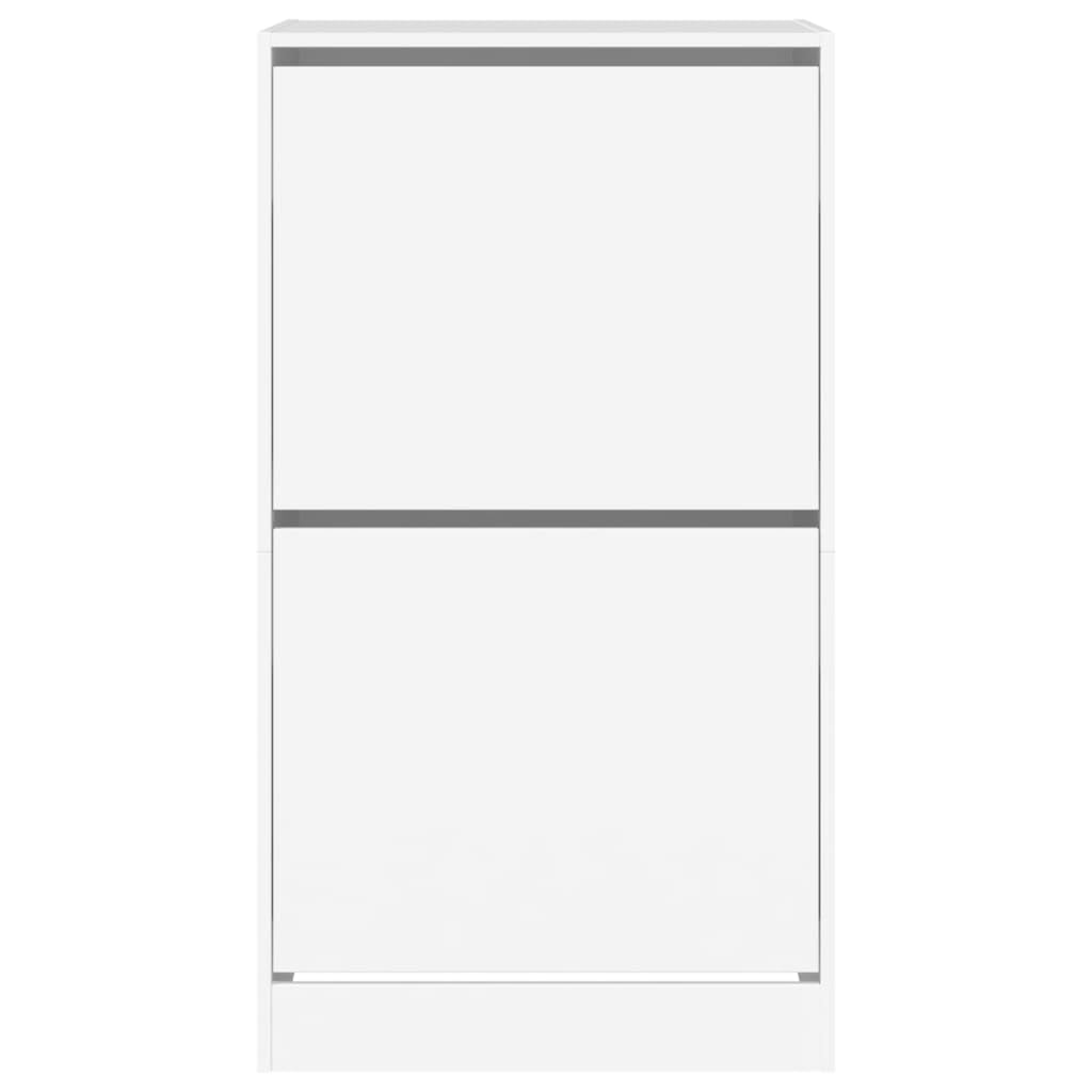 Scarpiera a 2 Cassetti Ribaltabili Bianca 60x42x108 cm