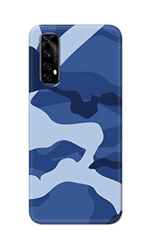 Image of Printed Hard Back Cover Case for Realme Narzo 20 Pro | Realme 7 | Realme Narzo 30 4G Back Cover (Army Blue Pattern) -1302