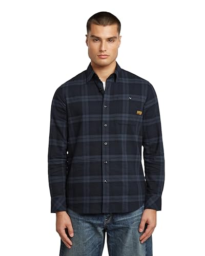 G-STAR Bristum 2.0 Slim Shirt, India Ink Toby Check D23553-d748-h520, L