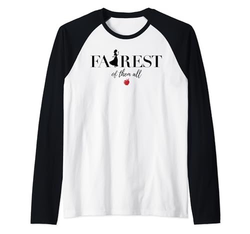 Disney Snow White Fairest Silhouette Text Raglan Baseball Tee, Black