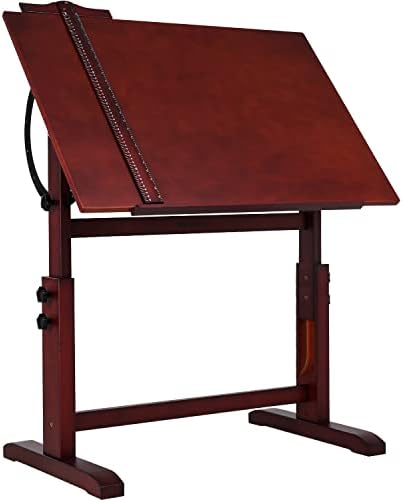 MEEDEN Wood Drafting Table,Artist Drawing Table with Height Adjustable & Tilting Large Surface Tabletop,Studio Painting Table,Art Craft Desk for Writing,Reading,Working Desk,Walnut Color