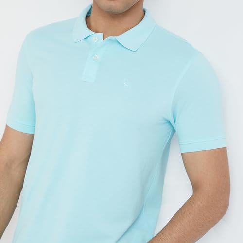 Image of Parx Men Regular Fit Solid Pattern Cotton Polyester Blend Half Sleeve Polo Neck Casual T-Shirt