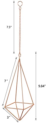 Dahey Hanging Air Plants Holders Unique Metal Airplant Hangers With Chain Air Fern Display Himmeli Geometric Planter For Indoor Home Decor, 3 Pcs, Rose Gold #TOP6