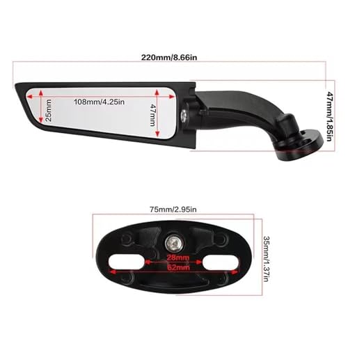 Espejo retrovisor ajustable de moto con rotación angular para GSXR 4