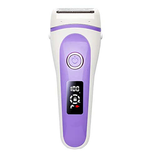 Rasoir Électrique Femme,Tondeuse Bikini Rechargeable Rasoir électrique pour femme indolore humide et sec Épilation du corps pour visage, bras, jambes, maillot, aisselles (violet)