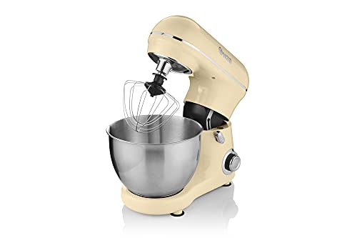 Swan SP21060CN Retro Stand Mixer with 4L Stainless Steel Bowl, 8 Speed Settings, Pulse Function,...