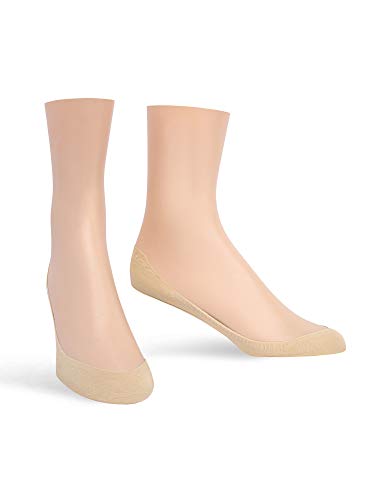 HUE Women's V-Cut Perfect Edge Liner Sock, Crème, Medium