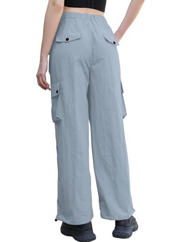 Image of Cromoncent Cargo Pants Girls & Women Parachute Pants Y2K Baggy Rave Clothes Waterproof with Pockets, 6 Years - 3XL