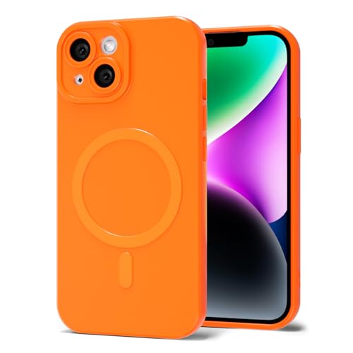 Coque iPhone 14 Plus Magsafe mignonne pour femme en silicone brillant au style coloré et branché
