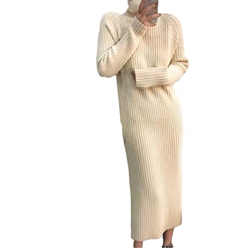 Robe chandail en tricot cachemire élastique blanc de riz taille L