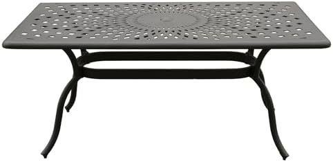 Modern Outdoor Mesh Aluminum Black 67-in Rectangle Patio Dining Table