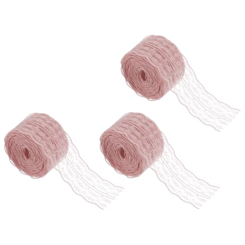 MECCANIXITY Ruban dentelle 30 verges 1.8" mauve rouge 3 rouleaux