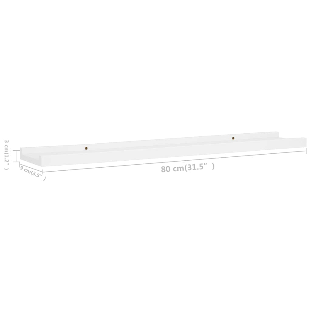 Mensole per Quadri 2 Pezzi, Scaffali da Parete in MDF Bianco, Mensola per Foto, Design a U con Bordo Anticaduta per Cornici e Decorazioni, per Soggiorno, Studio, Bagno, Cucina, 80x9x3cm