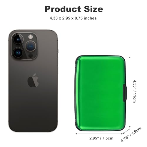 Image of ELFISH Mini RFID Aluminum Wallet Credit Cards Holder Business Card Case Metal ID Case for Men Women (Green)