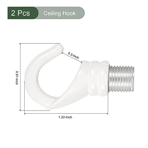 Image of YOKIVE 2 Pcs Alloy M10 Ceiling Hook, Electroplate Pendant Fixtures Hanger | Hanging Chandelier Light, Great for Home (White, 0.91x1.22-Inch)
