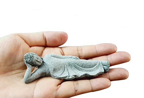 Estatua Reclining Buddha Meditación Tallada de Piedra miniatura 2