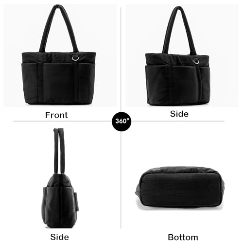 Herald Multi Pocket Tote Bag for Women, Large Puffy Shoulder Purse Handbag with Compartments for Travel,Work,GYM3