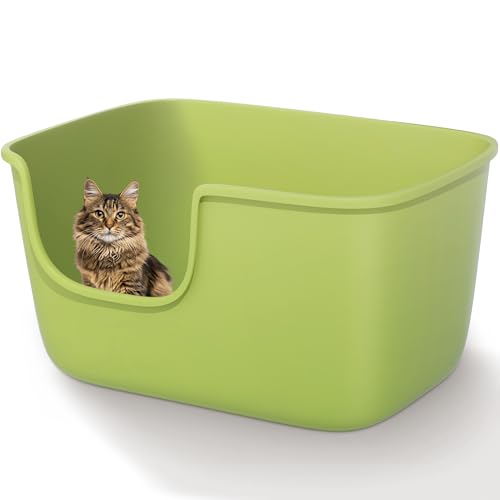 Vealind Lettiera per gatti con bordi alti, extra profonda, per uso domestico, con pareti alte, anti-schizzi, con schienale alto