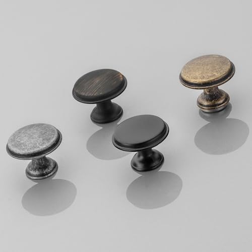 GTV Cento Knob Matt Black Diameter 28 mm Round Cabinet Knobs Kitchen Knobs Door Knob Drawer Handle Shell: Galvanised Painted - Image 4