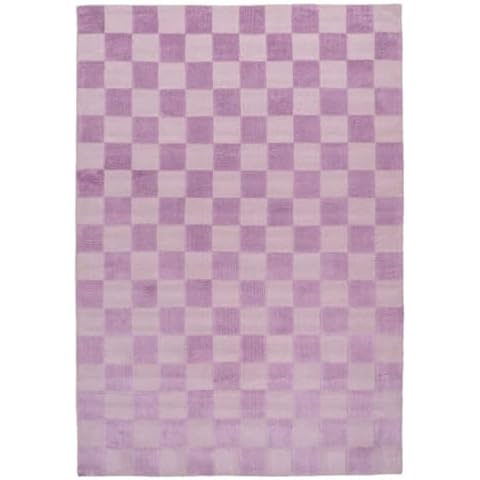 Lavender White Checkerboard Wool Rug Cover