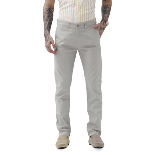 Image of BASICS Premium Cotton Stretch Formal Trousers for Men | Office Pants