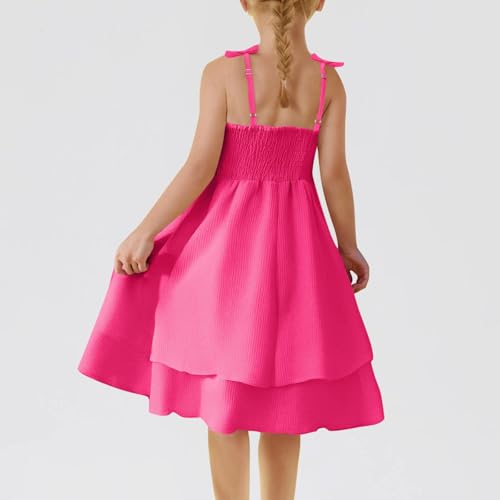 Girls Summer Gauze Dresses Spaghetti Strap Double Layer Ruffle Sundress Sleeveless Casual A Line Swing Dress4