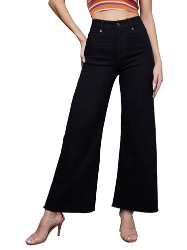 Image of Miss Chase Women's Wide-Leg High-Rise Regular-Length Stretchable Shaping Denim Jeans