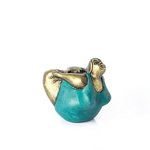 Estatua Decorativa Mujer Yoga Pose Resin Verde Dorado 4" miniatura 6