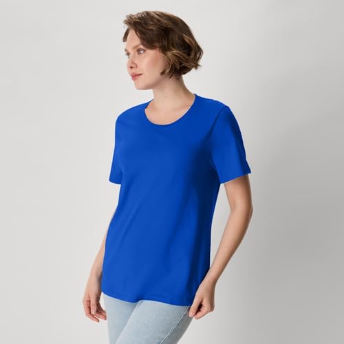 Image of Hanes Women's Perfect-T Crewneck T-Shirt, Lightweight Cotton Short Sleeve Tee for Women