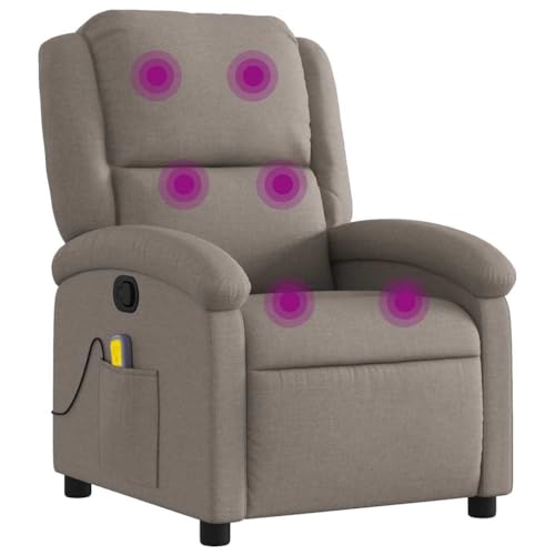 vidaXL Fauteuil de Massage Inclinable, Chaise de Relaxation avec Dossier et Repose-Pied, Siège Inclinable, Fauteuil TV, Moderne, Taupe Tissu