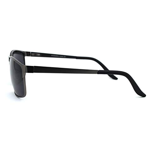 Mens Polarized Spring Hinge Rectangular Metal Rim Dress Sunglasses3