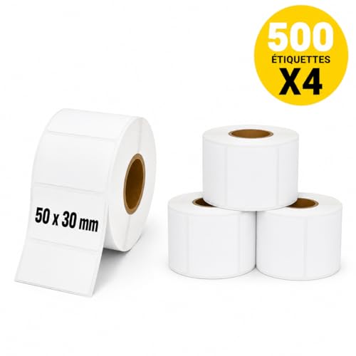 Rouleau étiquettes thermiques 50x30 autocollantes code barre et adresse