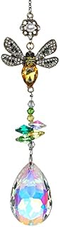 H&D HYALINE & DORA Crystal Colorful Bee Rhinestones Suncatcher,Crystal Prism Sun Catcher for Window,Glass Ball Hanging Ornament, Rainbow Maker Home Decor
