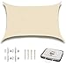 Voile d'ombrage extérieur rectangulaire 2 x 3 m, protection 98 % rayons UV, 100 % polyester, auvent ultra résistant et imperméable pour jardin, piscine, terrasse, + kit accessoires/couleur beige