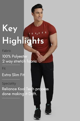 Image of FUAARK Men's Round Neck Slim fit Gym & Active wear Sports T-Shirt for Workout & Casual Wear