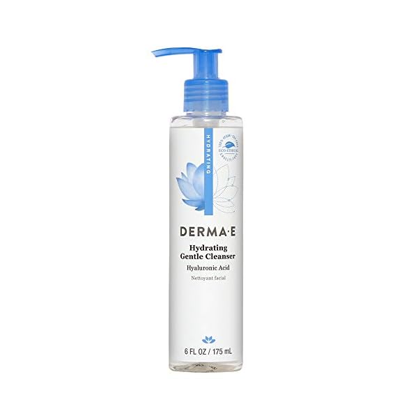 Derma E Hydrating Gentle Cleanser with Hyaluronic Acid â Moisturizing Facial Cleanser Tones, Moisturizes & Improves Skin Texture â Gently Exfoliating Face Wash, 6 fl oz