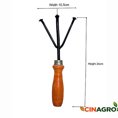 Image of Cinagro (Set of 8) Garden Tool Kit with Wooden Handle - Trowel, Cultivator, Transplanter, Weeder, Hand Gloves, Pruner, Scissors, Fork - Comfortable and Durable for Garden Use (Multicolor)
