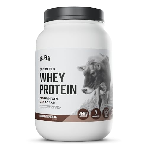 Levels Grass Fed Whey Protein Powder No Artificials 24G of Protein Chocolate Mocha 2LB