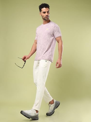 Image of TECHNOSPORT Men Polyester Regular Fit Half Sleeve Jacquard T-Shirt with Double Cool, Quick Dry & Anti Microbial for Sports, Running & Casual Use