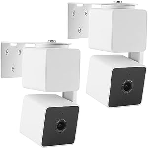 UYODM 2Pack Adhesive Metal Wall Mount Bracket Compatible with Wyze Cam Pan V3/ Wyze Cam V4/V2, VHB Stick On,No Drilling Mounting Bracket for Wyze Get The Best View,Two Ways Installation